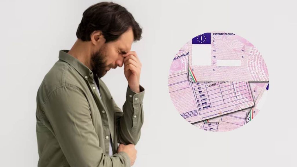 Uomo preoccupato e patenti