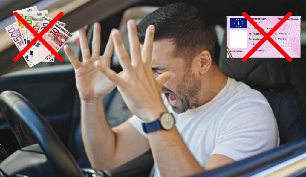 Uomo arrabbiato in auto senza soldi e patente (Depositphotos foto) - www.vehiclecue.it