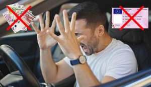 Uomo arrabbiato in auto senza soldi e patente (Depositphotos foto) - www.vehiclecue.it